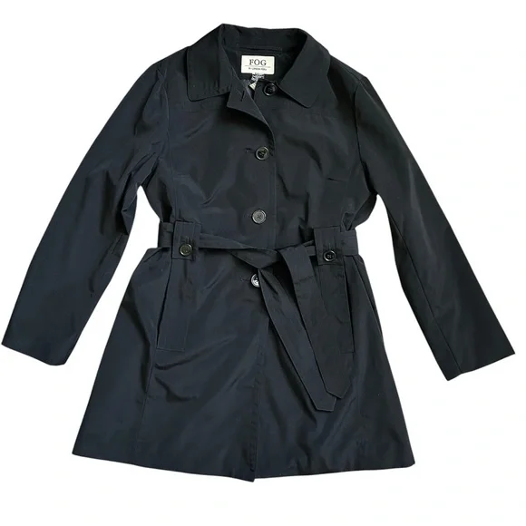 FOG By London Fog Women’s Button up Short Trench Coat Large - Picture 4 of 9